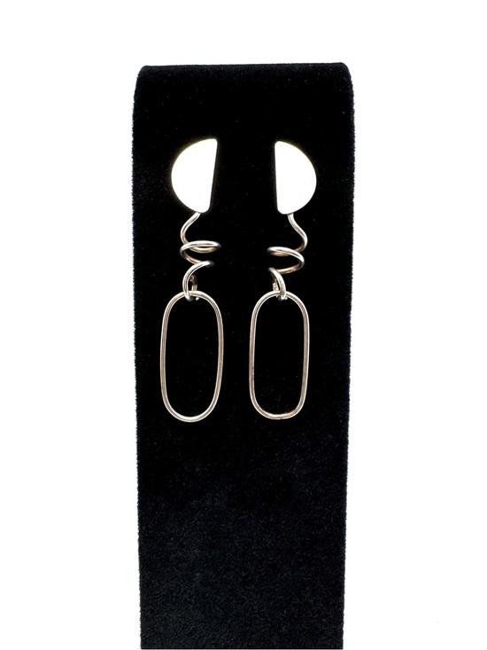 Jewelry - Sterling Silver Spiral Oval Drop Dangling Post Earrings